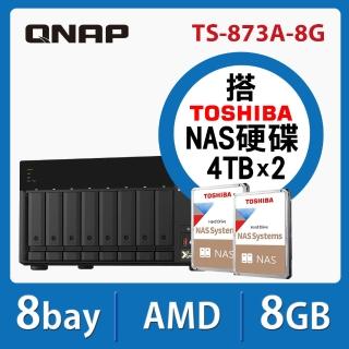 【搭TOSHIBA 4TB x2】QNAP 威聯通 TS-873A-8G 8Bay NAS 網路儲存伺服器