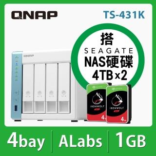 【搭希捷 4TB x2】QNAP 威聯通 TS-431K 4Bay NAS 網路儲存伺服器