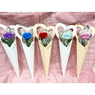 【OSTARA FLORIST 奧斯塔拉花藝】純粹的愛單支永生玫瑰花心型花束共五色(永生花、情人節、花禮、單支花束)
