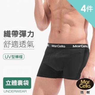 【MarCella 瑪榭】MEN純棉織帶彈力平口褲-4件組(棉質/透氣/內褲/男內褲)