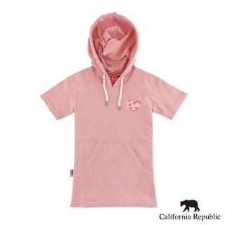 【California Republic】品牌LOGO愛心印花連帽女童洋裝