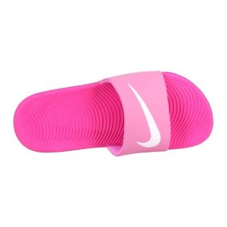 【NIKE 耐吉】20-25CM_KAWA SLIDE-GS/PS女中大童運動拖鞋-海邊 游泳 螢光粉白(819352-602)