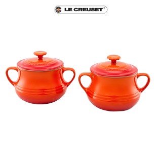 【Le Creuset】瓷器小湯汁壺2入(火焰橘)