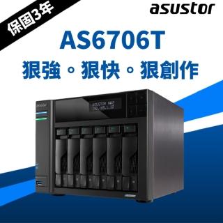 【搭希捷 4TB x2 送UPS】ASUSTOR 華芸 AS6706T 創作者系列6Bay NAS網路儲存伺服器