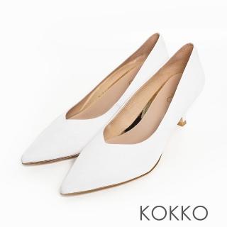 【KOKKO 集團】經典手工優雅尖頭細高跟鞋(白色)