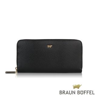 【BRAUN BUFFEL 德國小金牛】台灣總代理 奧菲莉亞-F1 拉鍊長夾-黑色(BF693-602-BK)