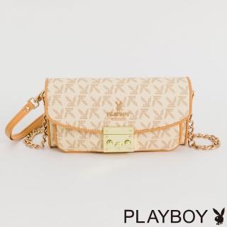 【PLAYBOY】長夾附鍊帶與手挽帶 小南法系列(米白色)
