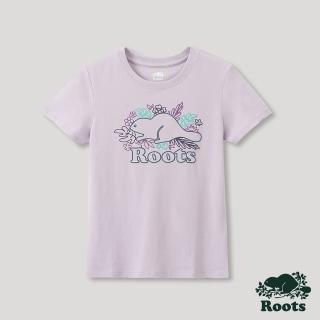 【Roots】Roots女裝-T恤俱樂部系列  花草海狸短袖T恤(蘭花紫)