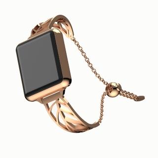 【IN7】Apple Watch 42mm/44mm/45mm 手鐲款樹葉鏤空不鏽鋼金屬錶帶