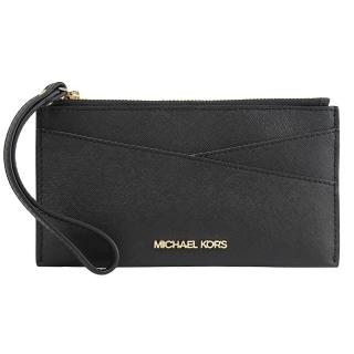 【Michael Kors】簡約經典金屬LOGO手提包手拿包簡易長夾(黑)