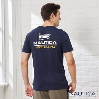 【NAUTICA】男裝 品牌LOGO旗語短袖T恤(海軍藍)