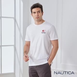 【NAUTICA】男裝 航海風簡約LOGO短袖T恤(白色)