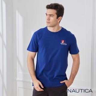 【NAUTICA】男裝 航海風簡約LOGO短袖T恤(藍色)