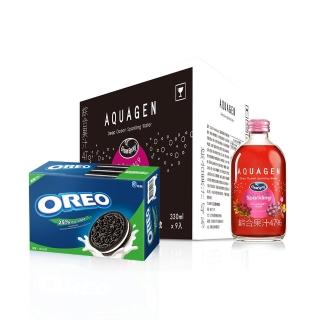 【AQUAGEN+OREO】海洋深層氣泡飲-蔓越莓葡萄9入+ 奧利奧夾心餅乾