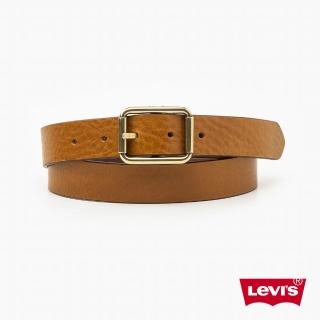 【LEVIS】女款 真皮皮帶 / 簡約圓方釦頭 / 質感皮紋 淺棕 人氣新品