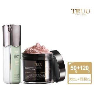 【TRUU 童】99控油保濕平衡乳50ml+琥珀酸喚膚粉刺泥膜120g(控油養膚組)
