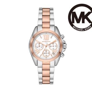 【Michael Kors 官方直營】Bradshaw 中性時尚三眼計時手錶 銀色/玫瑰金不鏽鋼鍊帶 36MM MK7258