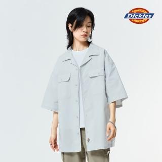 【Dickies】男款淺灰色翻領雙口袋寬鬆版型短袖襯衫｜DK010977C98