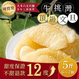 【家購網嚴選-中秋禮盒】雲林良品 斗六牛挑灣頂級文旦5斤x2盒(6-7顆/盒)