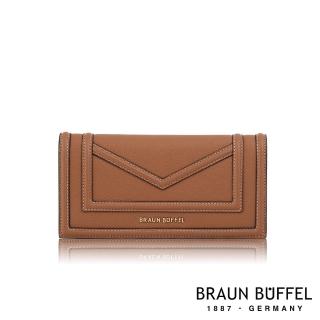 【BRAUN BUFFEL 德國小金牛】台灣總代理 凱特-A 8卡長夾-淺棕色(BF678-631-CS)