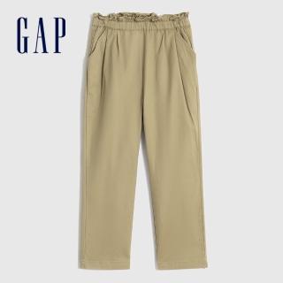 【GAP】女幼童 彈力花苞褲腰錐形休閒褲(461127-卡其色)