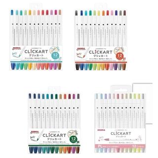 【ZEBRA 斑馬牌】WYSS22 CLICKART 按壓式水性彩色筆12色套組(wyss22)