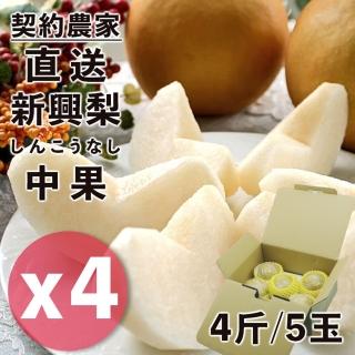 【日本契約農家直送-中秋禮盒】鳥取縣日本梨穗新興水梨中果4斤5顆X4盒(優質梨穗才能培育出特秀水梨)