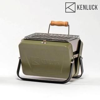 【KENLUCK】迷你攜帶型烤肉架 / 史丹綠-陽極黑腳架(烤爐 烤肉爐 BBQ 焚火台 火爐 台灣品牌)