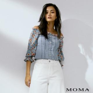 【MOMA】牛仔小碎花馬甲上衣(淺藍色)