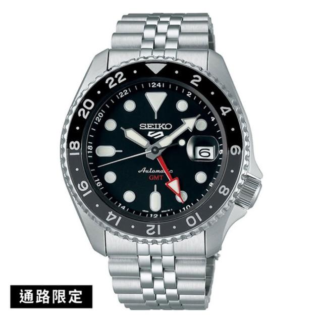 【SEIKO 精工】5 Sports經典SKX GMT 不鏽鋼帶 黑水鬼款(三款可選 綜合賣場 均一價)