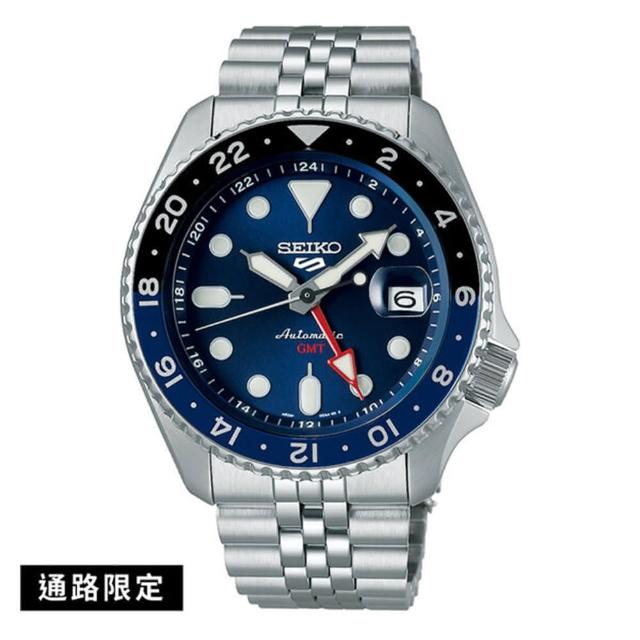 【SEIKO 精工】5 Sports經典SKX GMT 不鏽鋼帶 黑水鬼款(三款可選 綜合賣場 均一價)