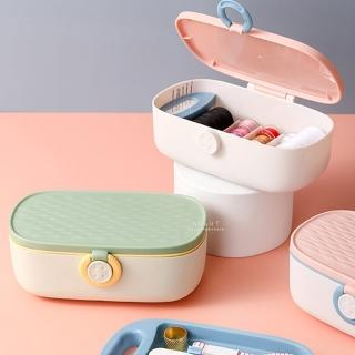 【KStore】便攜縫紉套鈕扣針線收納盒(收納盒 針線盒 馬卡龍色針線盒)
