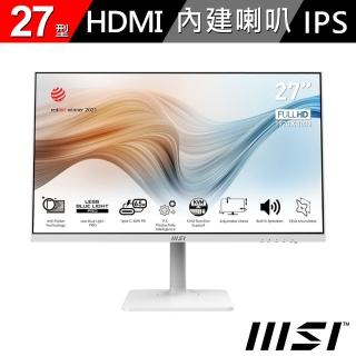【MSI 微星】Modern MD272PW 27型 平面美型螢幕(IPS/FHD/內建喇叭)