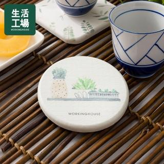 【生活工場】綠草茵茵珪藻土圓型吸水杯墊