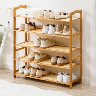 【HappyLife】塑藤編織鞋架 五層80公分 Y10703(開放式鞋架 玄關鞋架 鞋靴收納 收納架 整理架 架子 層架)