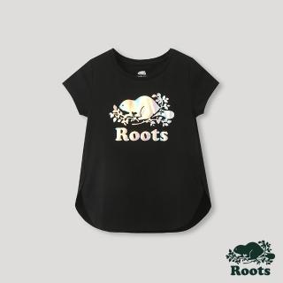 【Roots】Roots 大童- 山林漫步系列 彩色反光海狸LOGO短袖T恤(黑色)