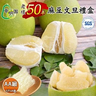 【普明園】麻豆文旦-40年AA級老欉文旦禮盒-5斤x4箱(約5-7顆/箱;8/10起依序出貨)