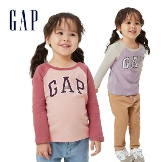 【GAP】女幼童 Logo純棉插肩長袖T恤(430124-粉色)