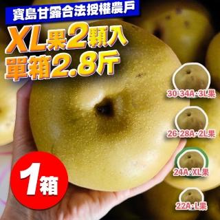 【果樹寶石】卓蘭最高鑑賞寶島甘露水梨特大果一箱至少2.75斤共2顆(外銷指定農場 巨脆雪藏甘甜)
