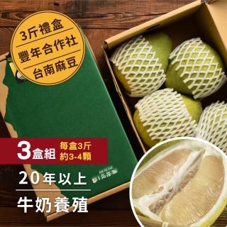 【BitByBit產地咬一口】產銷履歷認證臺南麻豆 20年鮮奶文旦3盒(3斤 每盒約4顆共12顆 中秋柚子)