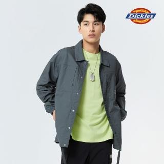 【Dickies】男款鐵灰色純棉多口袋下擺可調節教練外套｜DK010928D68