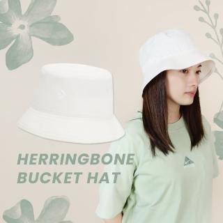 【CONVERSE】漁夫帽 Herringbone Bucket Hat 男女款 白 帽子 休閒 基本款 刺繡 寬帽簷(10023837A01)