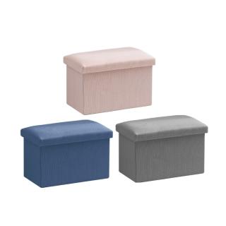 【KStore】居家長方形棉麻折疊座椅收納箱(收納椅 收納箱 棉麻 摺疊)