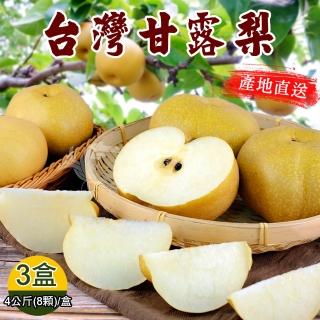 【禾鴻】台灣寶島甘露梨禮盒8顆x3盒(8入禮盒_6.5斤+-10%/盒)