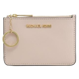 【Michael Kors】經典LOGO信用卡證件鑰匙圈零錢包(腮紅粉)