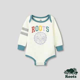 【Roots】Roots嬰兒-運動派對系列 學院風LOGO滾邊包屁衣(白色)