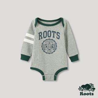 【Roots】Roots嬰兒-運動派對系列 學院風LOGO滾邊包屁衣(灰色)