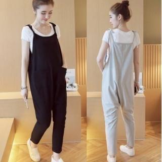 【漂亮小媽咪】四季修身托腹褲曲線純棉孕婦吊帶褲背帶褲孕婦裝孕婦褲