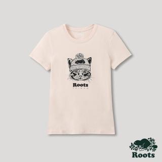 【Roots】Roots 女裝- 台灣日系列 毛孩元素短袖T恤(粉色)