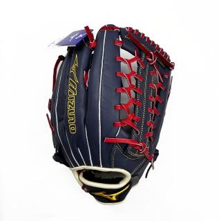 【MIZUNO 美津濃】棒球手套 外野 13吋 T網檔 全牛皮 霧藍X紅(1ATGH20760 29)